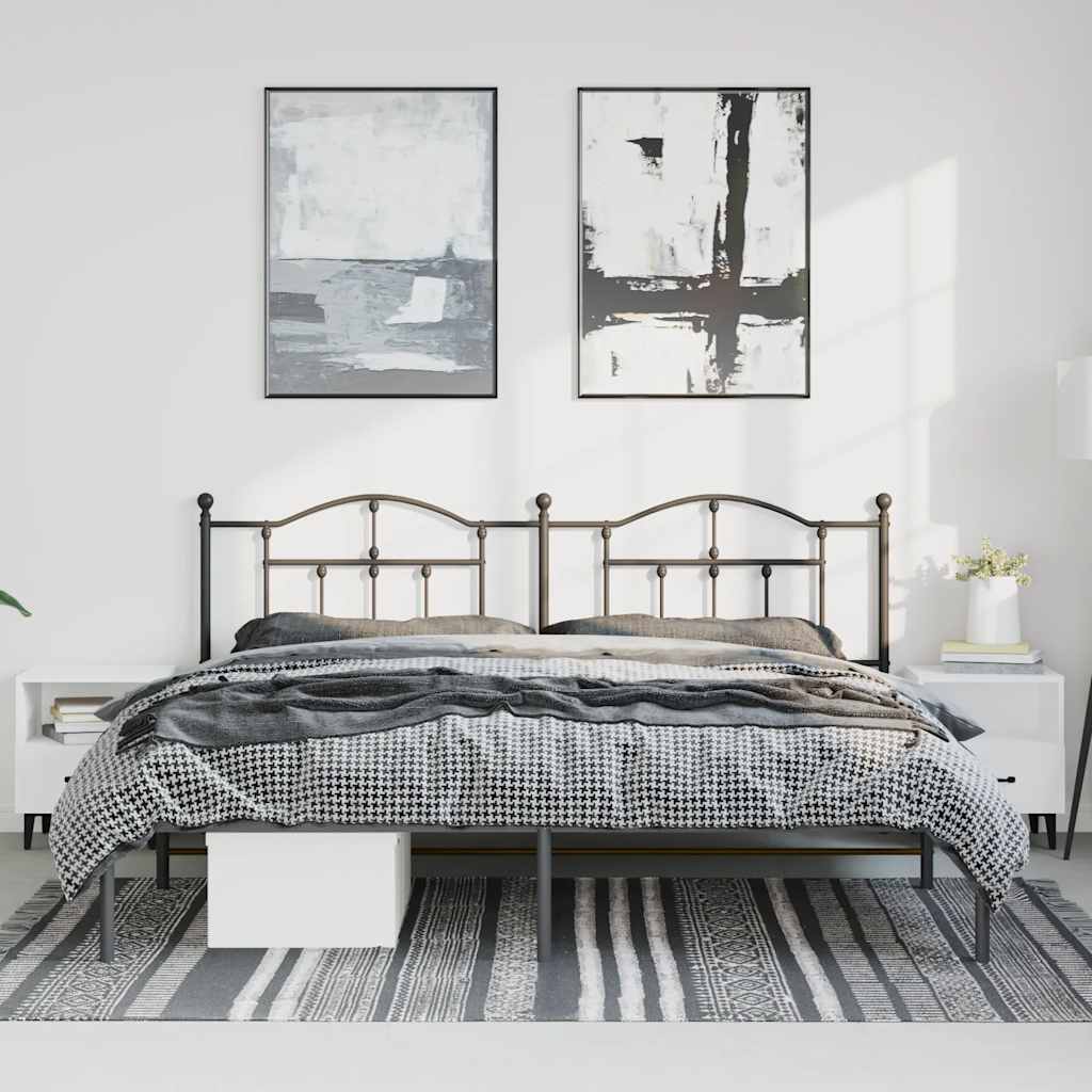 Metalni okvir za krevet s uzglavljem crni 193x203 cm