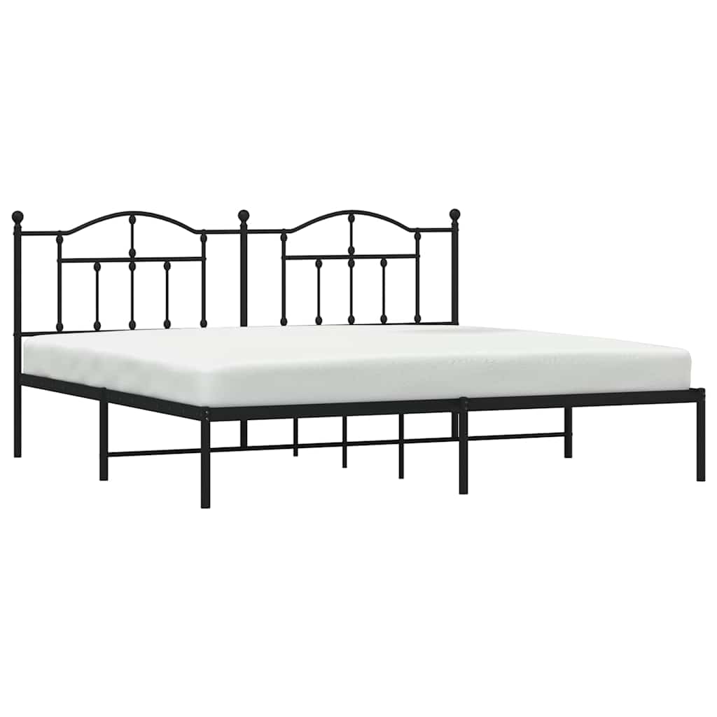 Metalni okvir za krevet s uzglavljem crni 193x203 cm