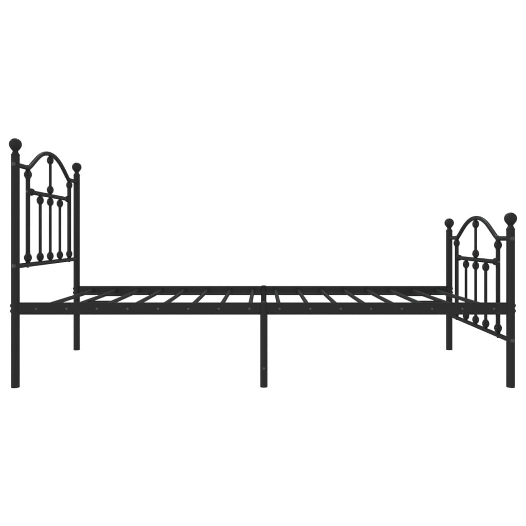 Metalni okvir kreveta uzglavlje i podnožje crni 75x190 cm