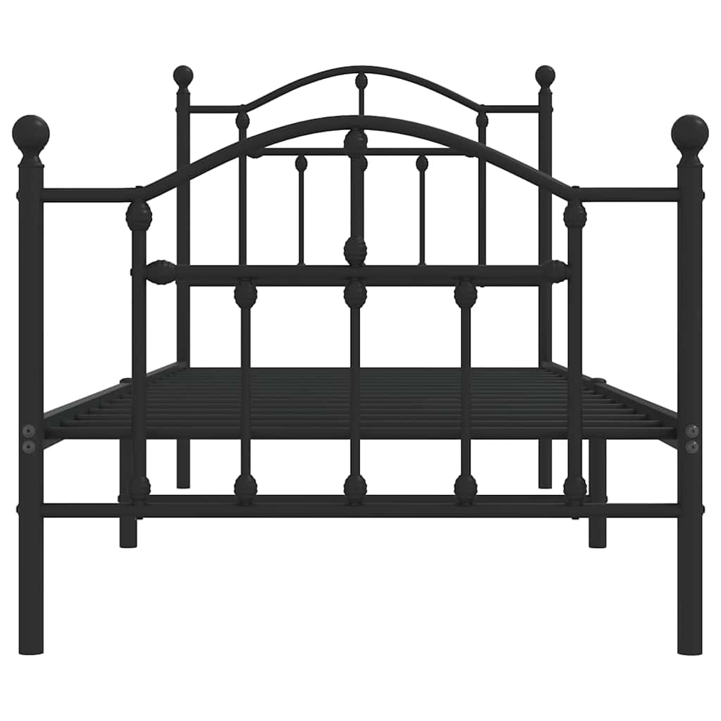 Metalni okvir kreveta uzglavlje i podnožje crni 90x190 cm