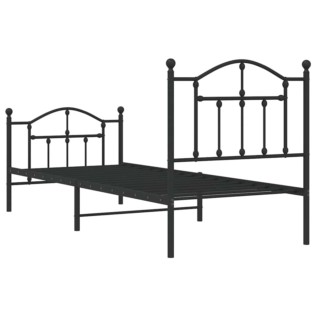 Metalni okvir kreveta uzglavlje i podnožje crni 90 x 200 cm