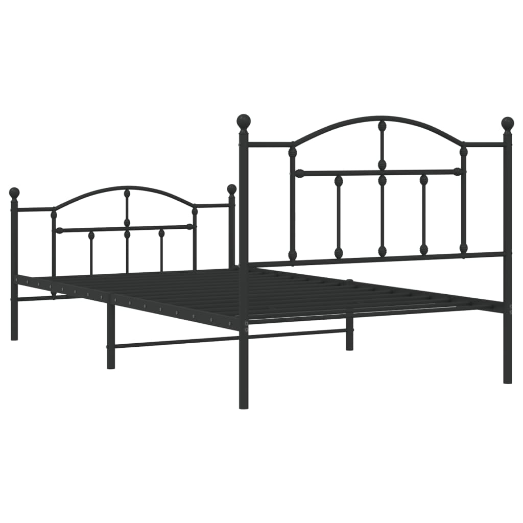 Metalni okvir kreveta uzglavlje i podnožje crni 107x203 cm