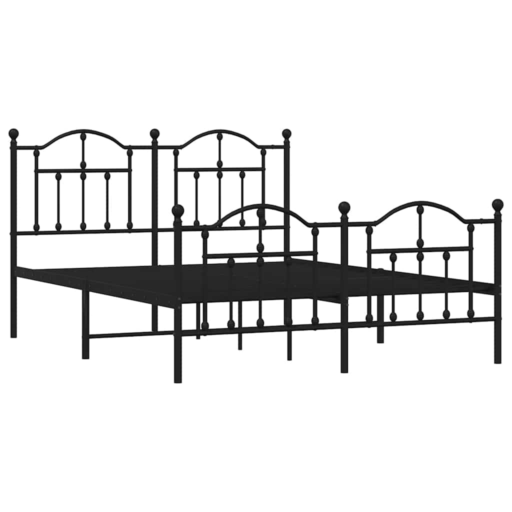 Metalni okvir kreveta uzglavlje i podnožje crni 135x190 cm
