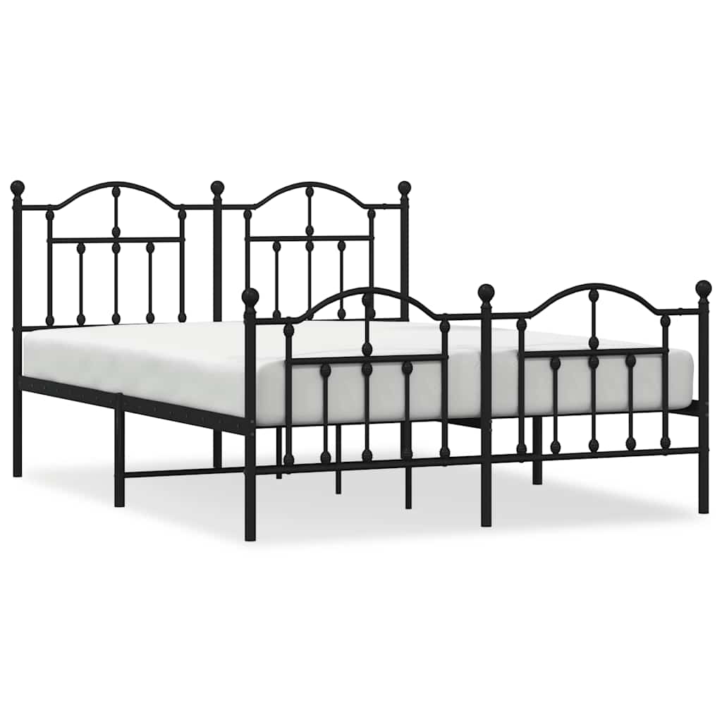 Metalni okvir kreveta uzglavlje i podnožje crni 140x190 cm