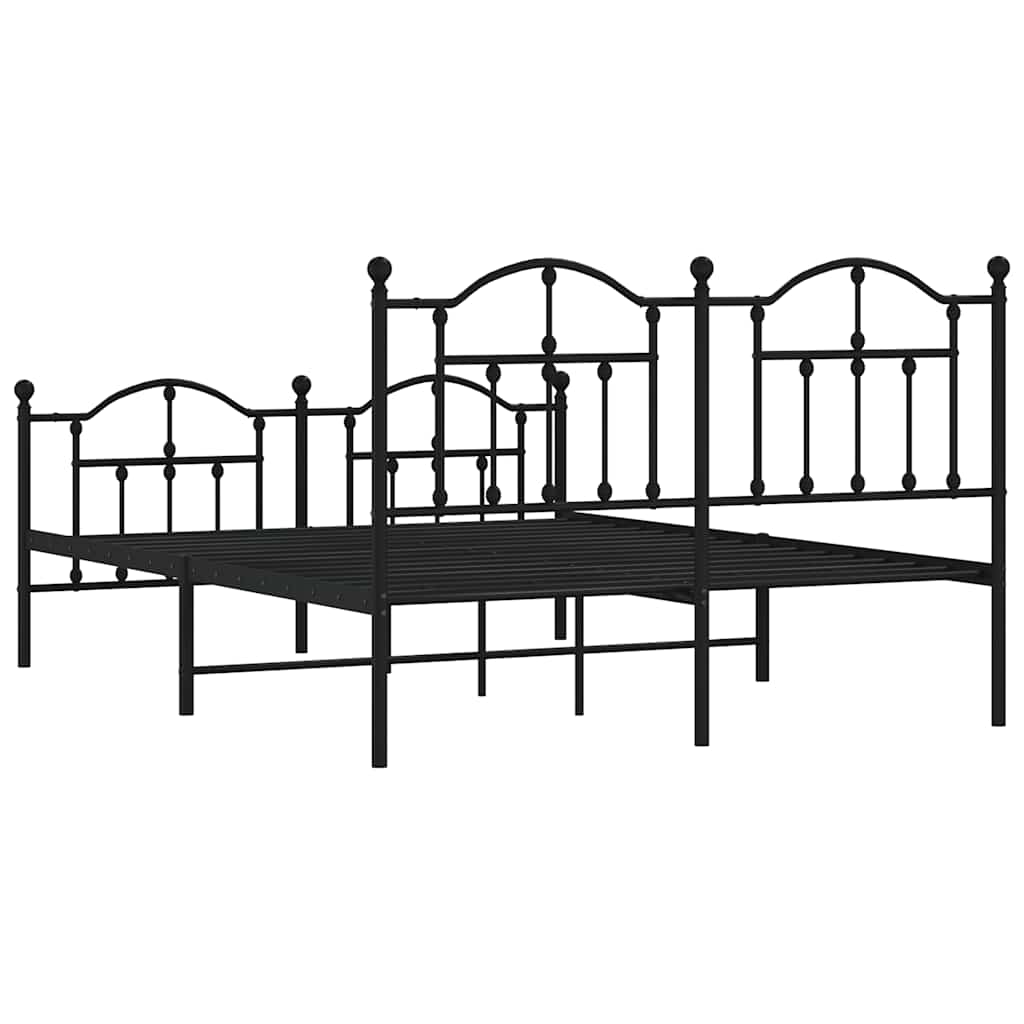 Metalni okvir kreveta uzglavlje i podnožje crni 150x200 cm