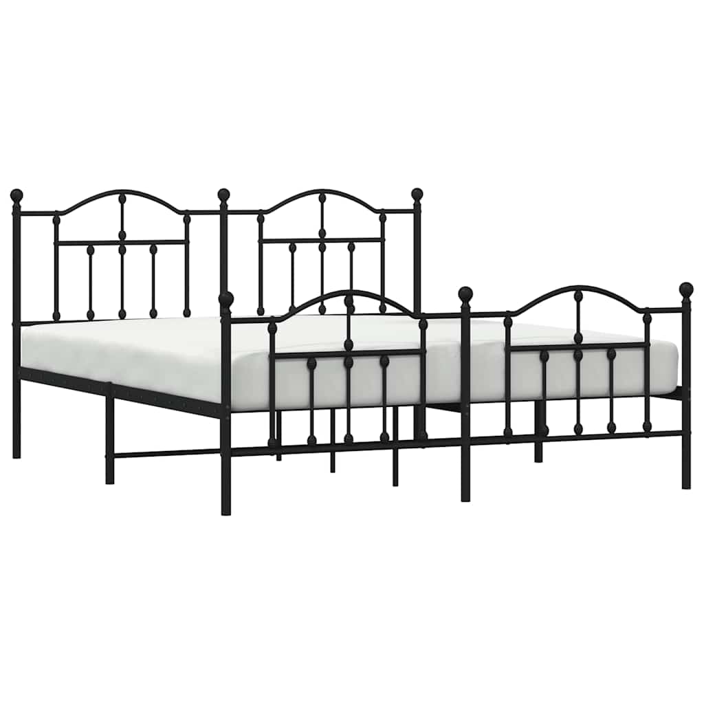 Metalni okvir kreveta uzglavlje i podnožje crni 160x200 cm