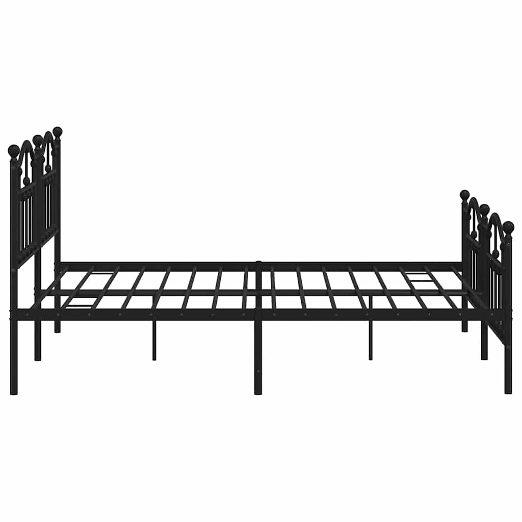 Metalni okvir kreveta uzglavlje i podnožje crni 160x200 cm