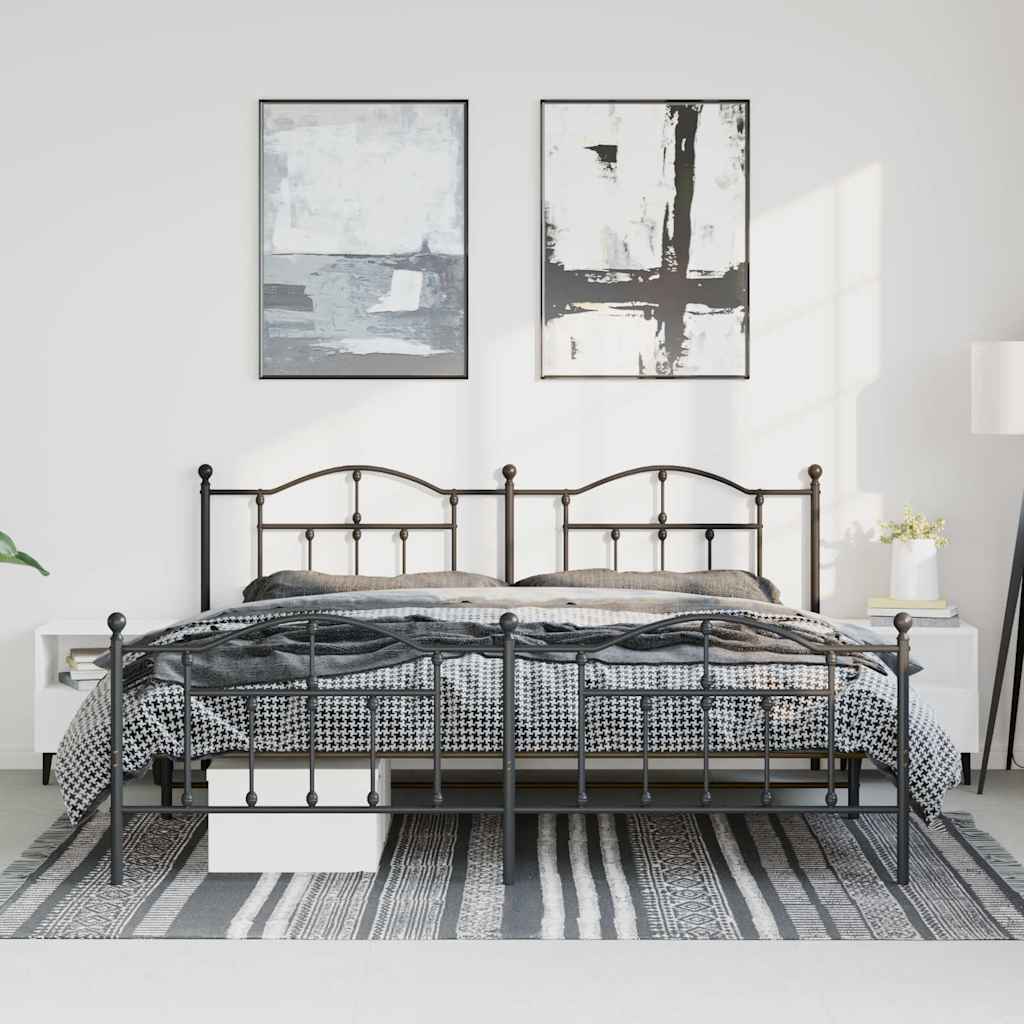 Metalni okvir kreveta uzglavlje i podnožje crni 183x213 cm