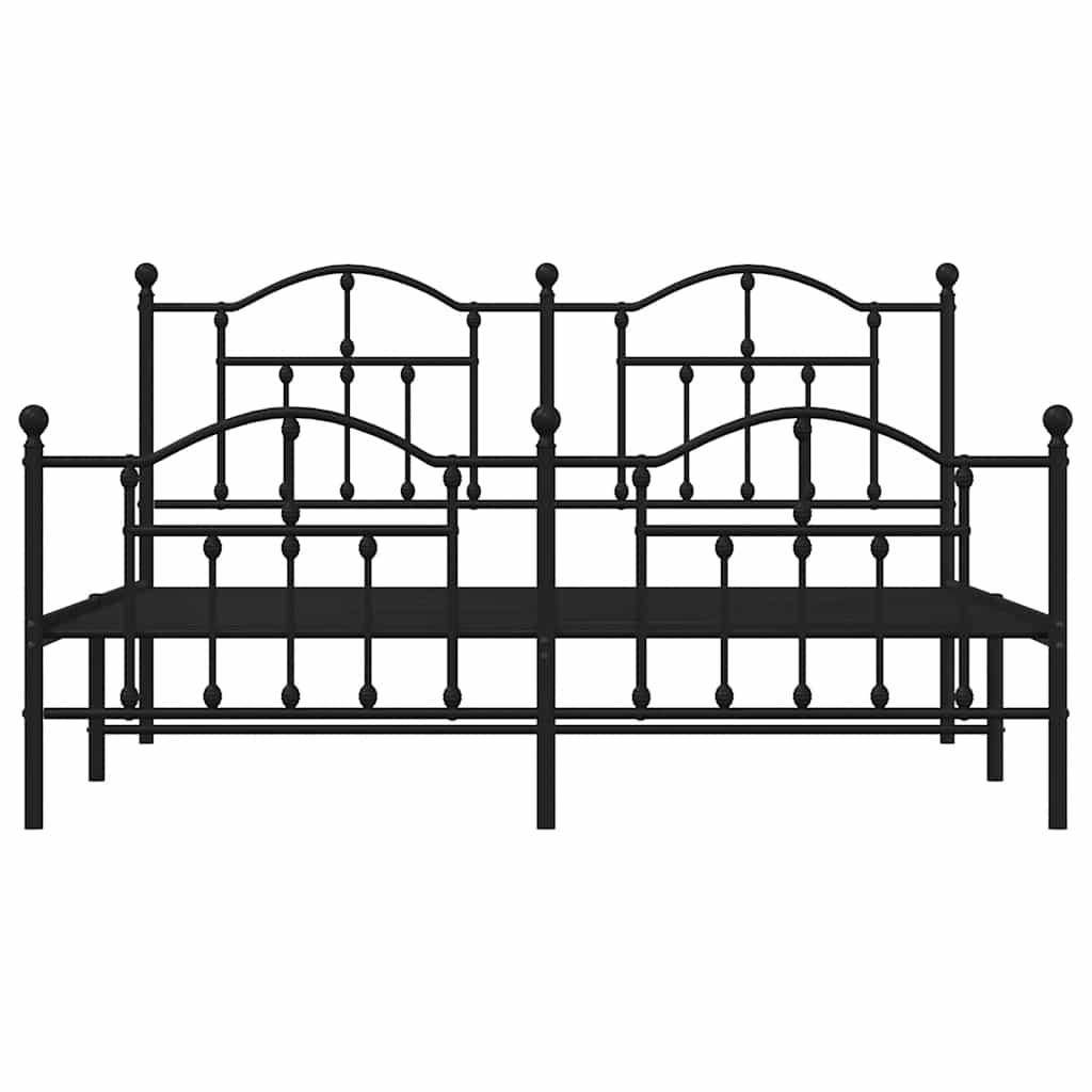 Metalni okvir kreveta uzglavlje i podnožje crni 183x213 cm