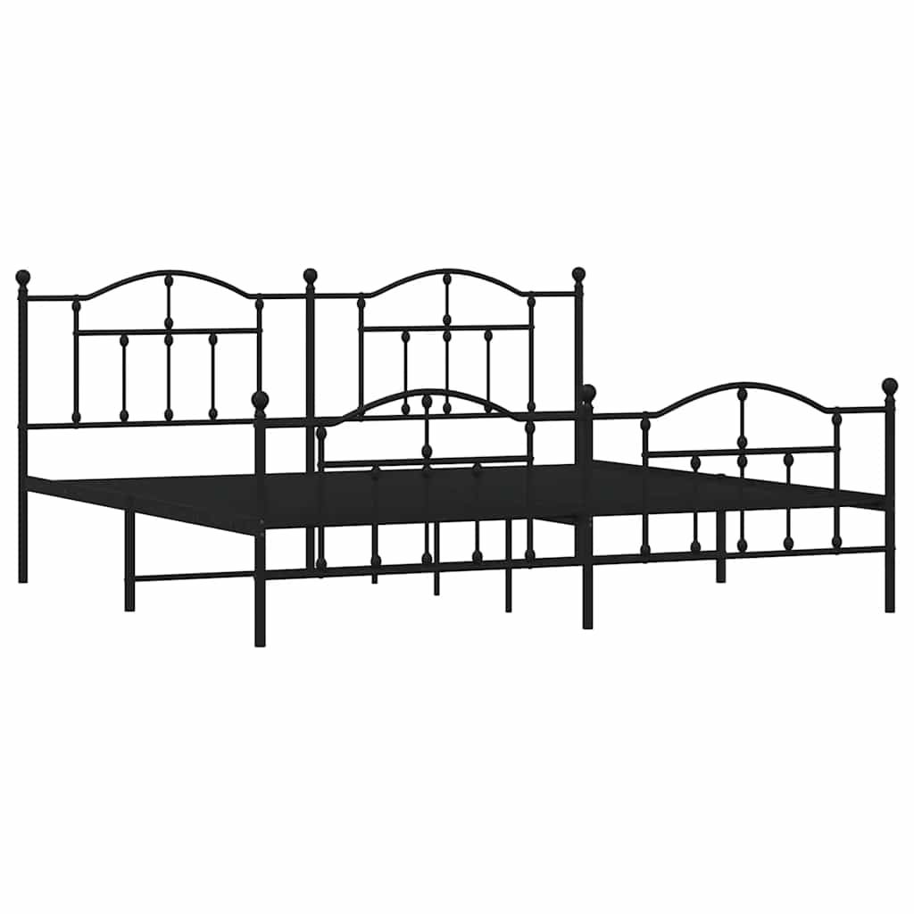 Metalni okvir kreveta uzglavlje i podnožje crni 200x200 cm
