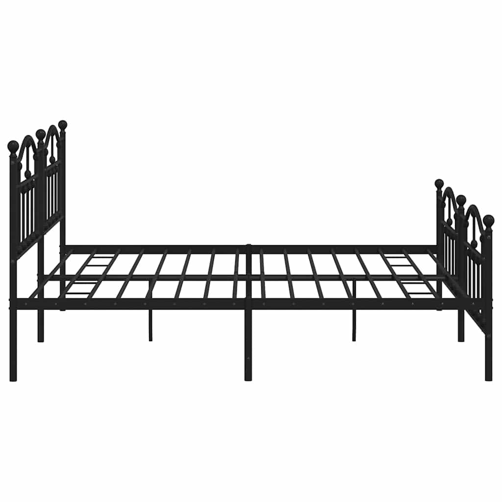 Metalni okvir kreveta uzglavlje i podnožje crni 200x200 cm
