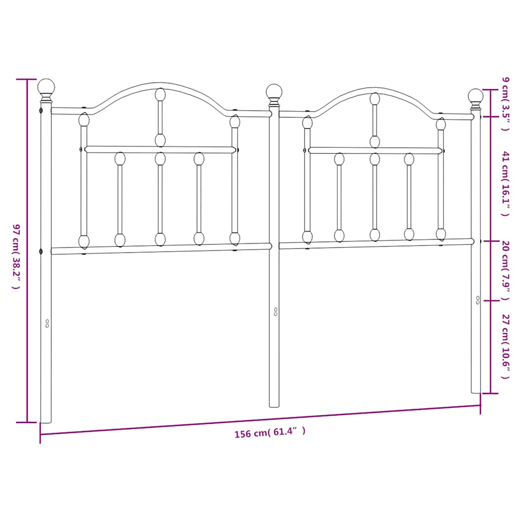 Metalno zamjensko uzglavlje crno 150 cm