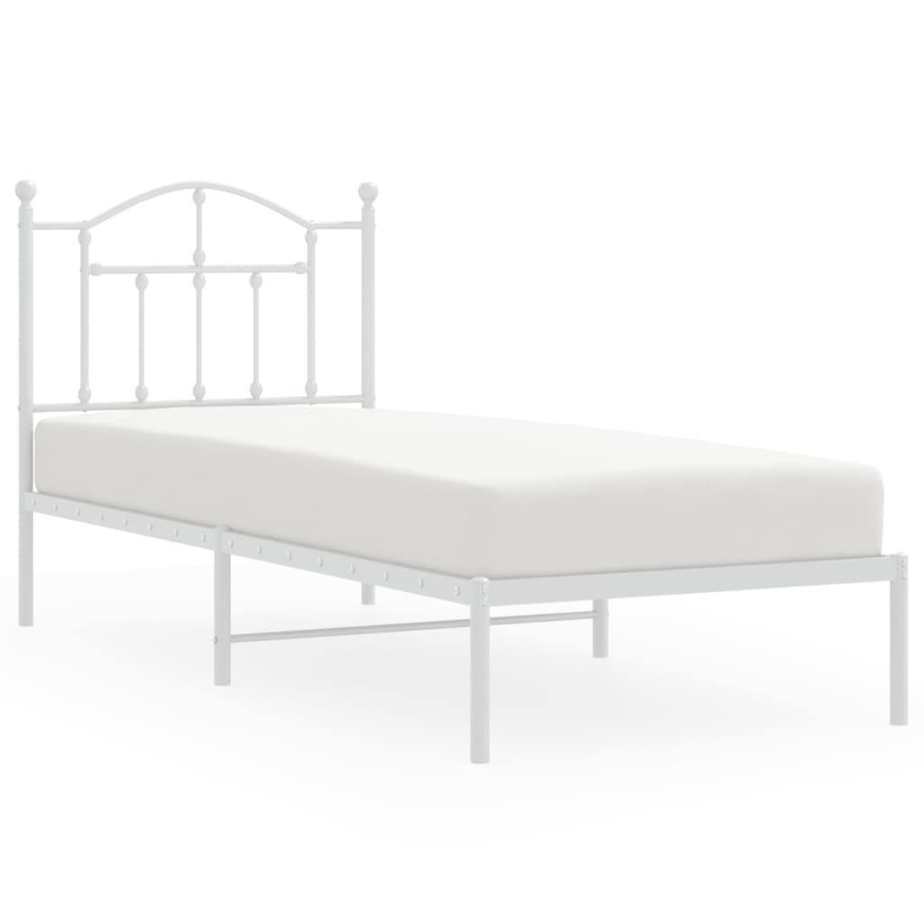 Metalni okvir za krevet s uzglavljem bijeli 80x200 cm