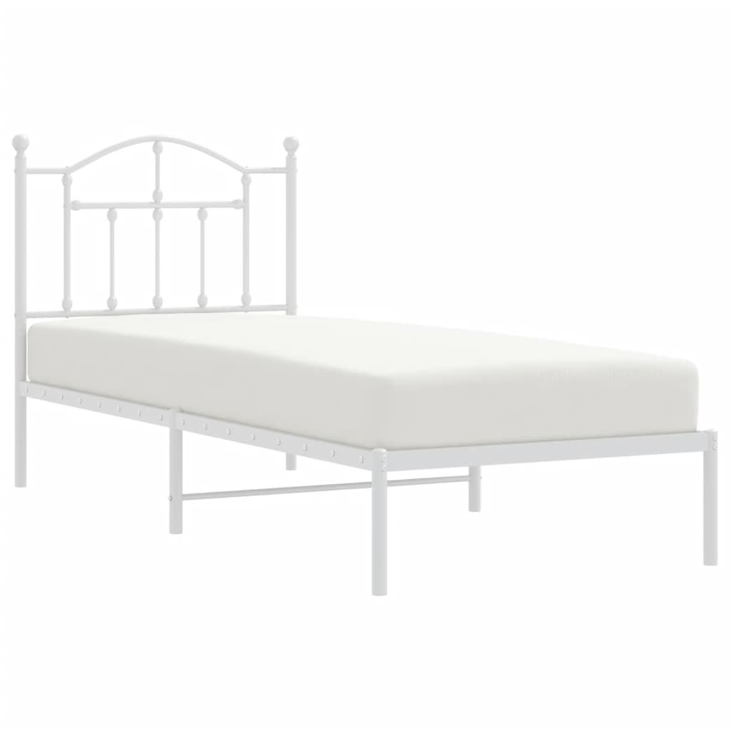 Metalni okvir za krevet s uzglavljem bijeli 80x200 cm