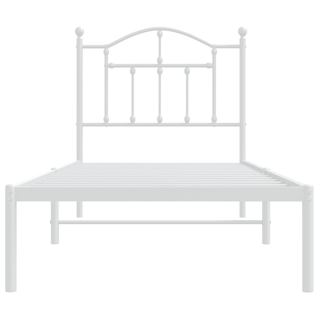 Metalni okvir za krevet s uzglavljem bijeli 80x200 cm
