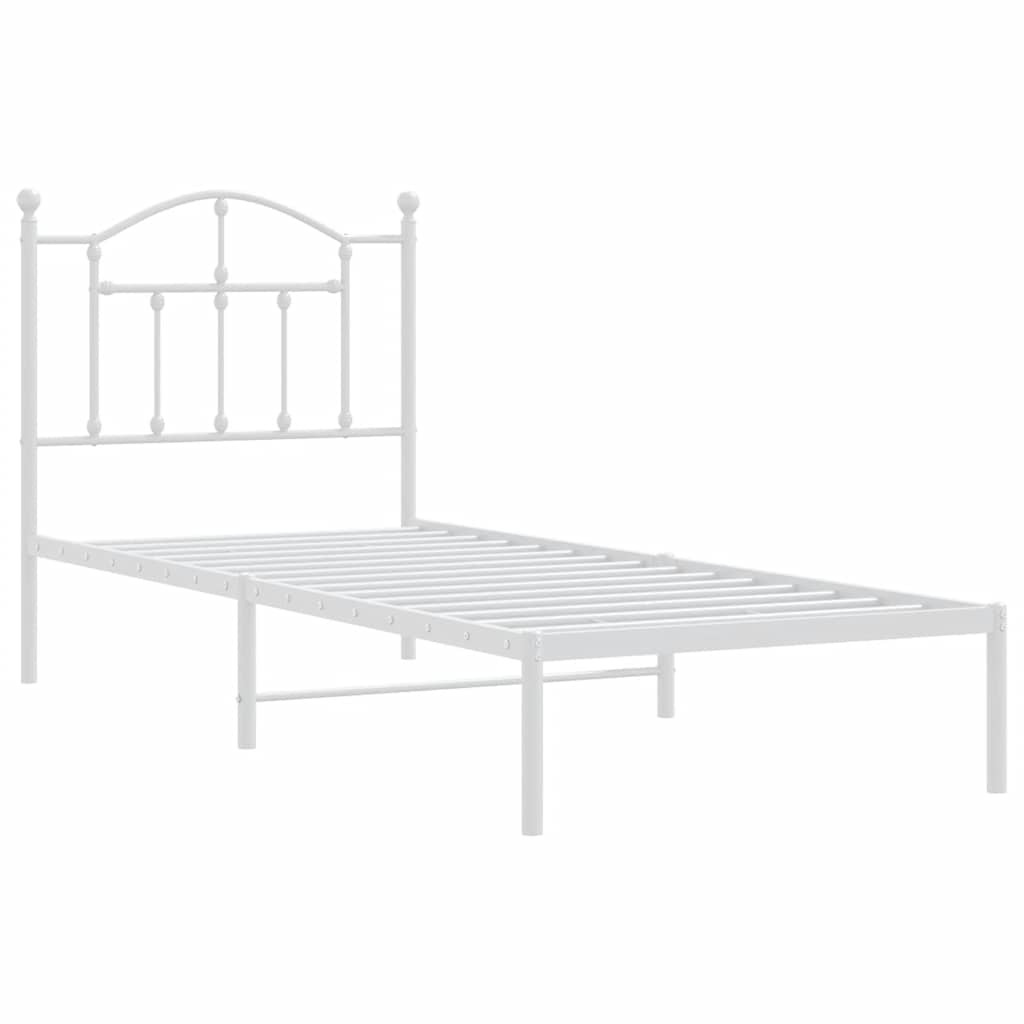 Metalni okvir za krevet s uzglavljem bijeli 90 x 190 cm