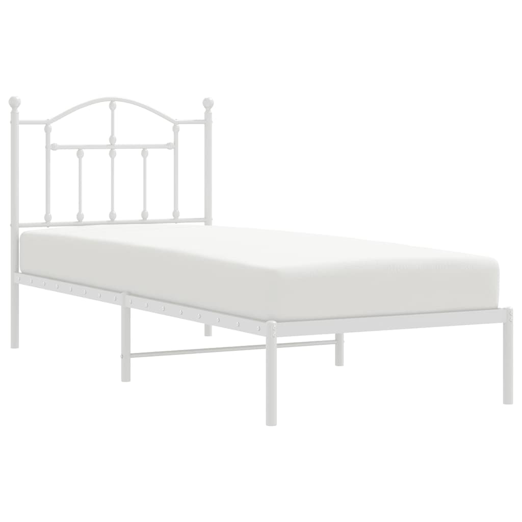 Metalni okvir za krevet s uzglavljem bijeli 90x200 cm