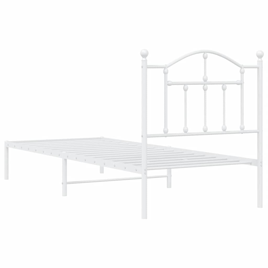 Metalni okvir za krevet s uzglavljem bijeli 90x200 cm