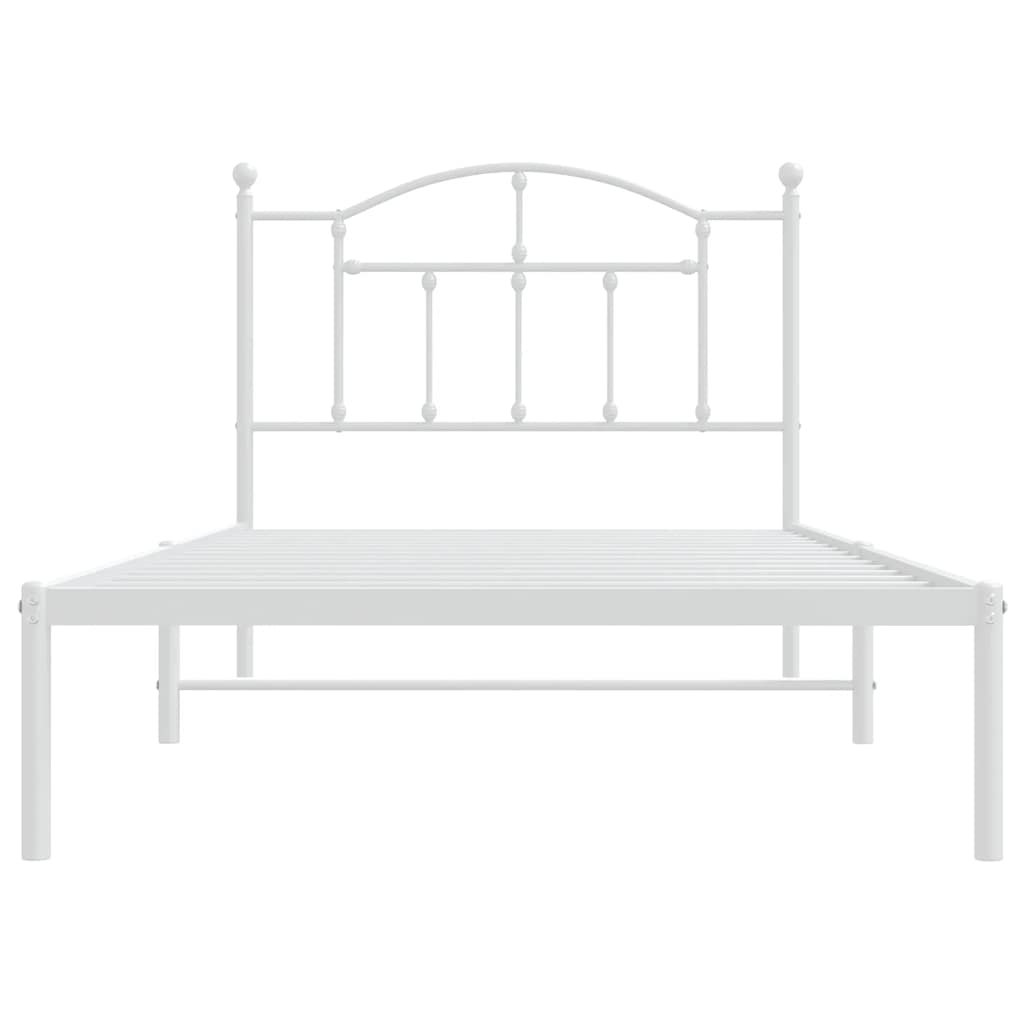 Metalni okvir za krevet s uzglavljem bijeli 100x190 cm
