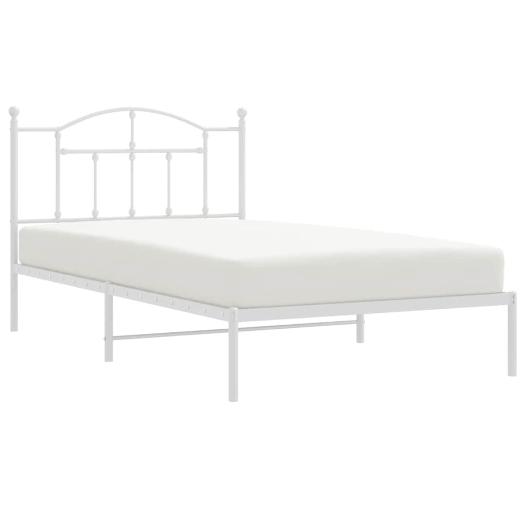 Metalni okvir za krevet s uzglavljem bijeli 107x203 cm