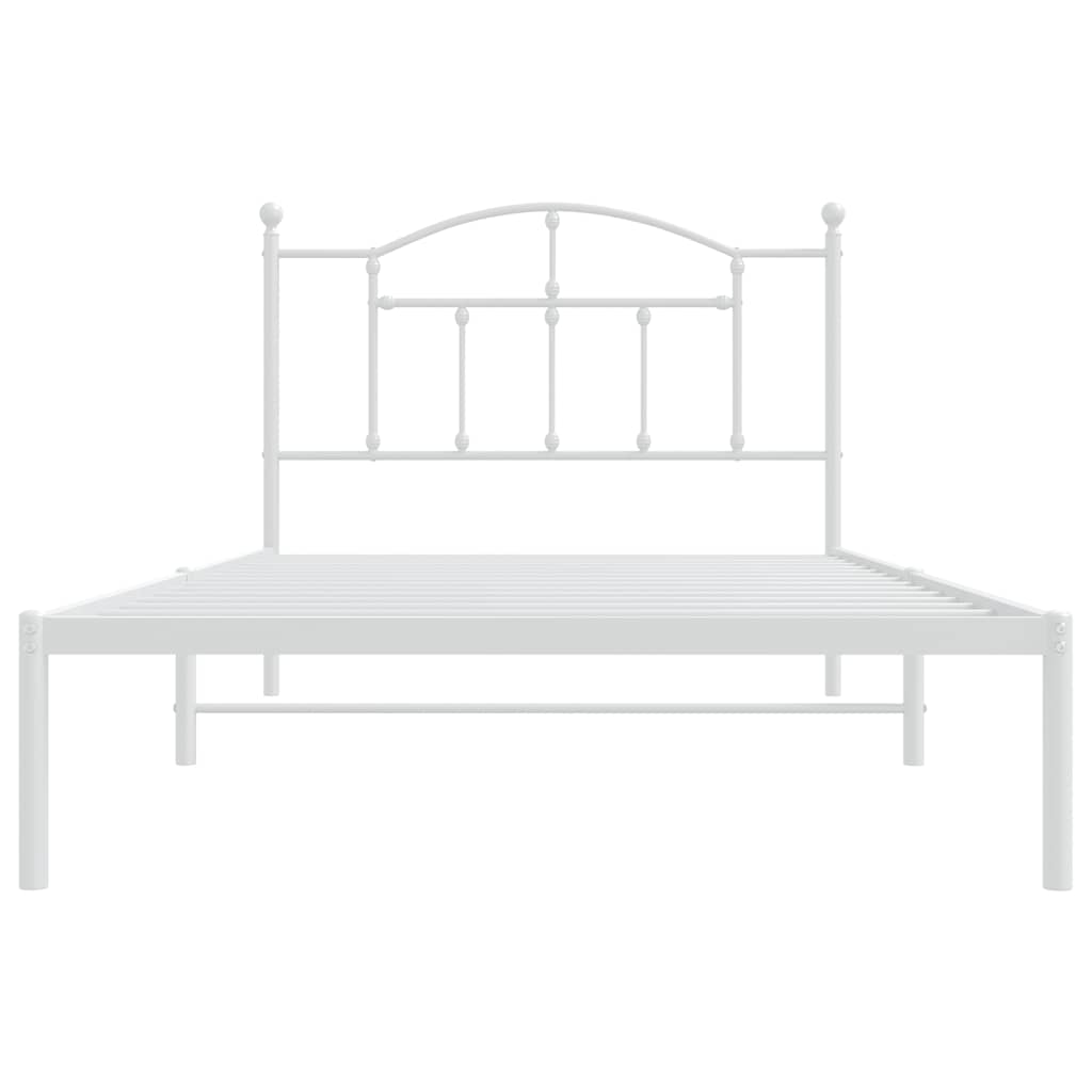 Metalni okvir za krevet s uzglavljem bijeli 107x203 cm