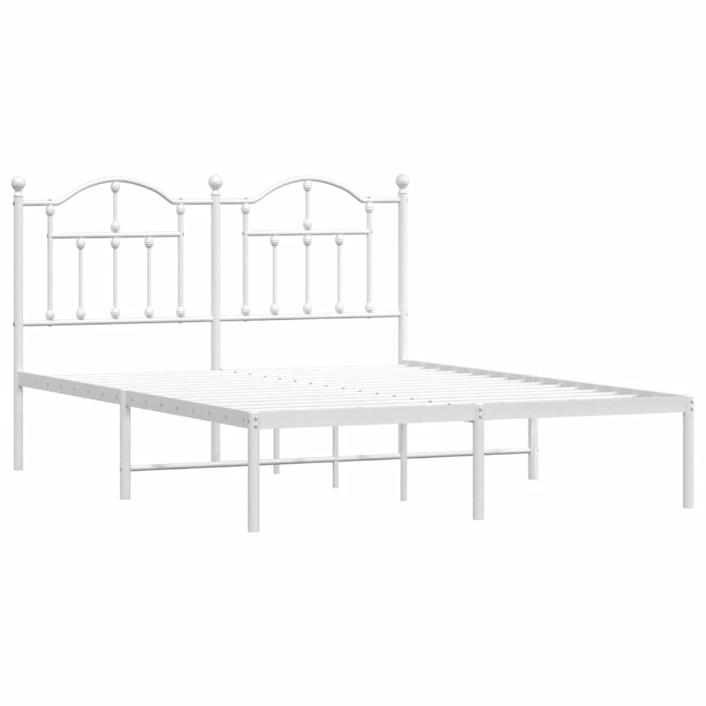 Metalni okvir za krevet s uzglavljem bijeli 135x190 cm