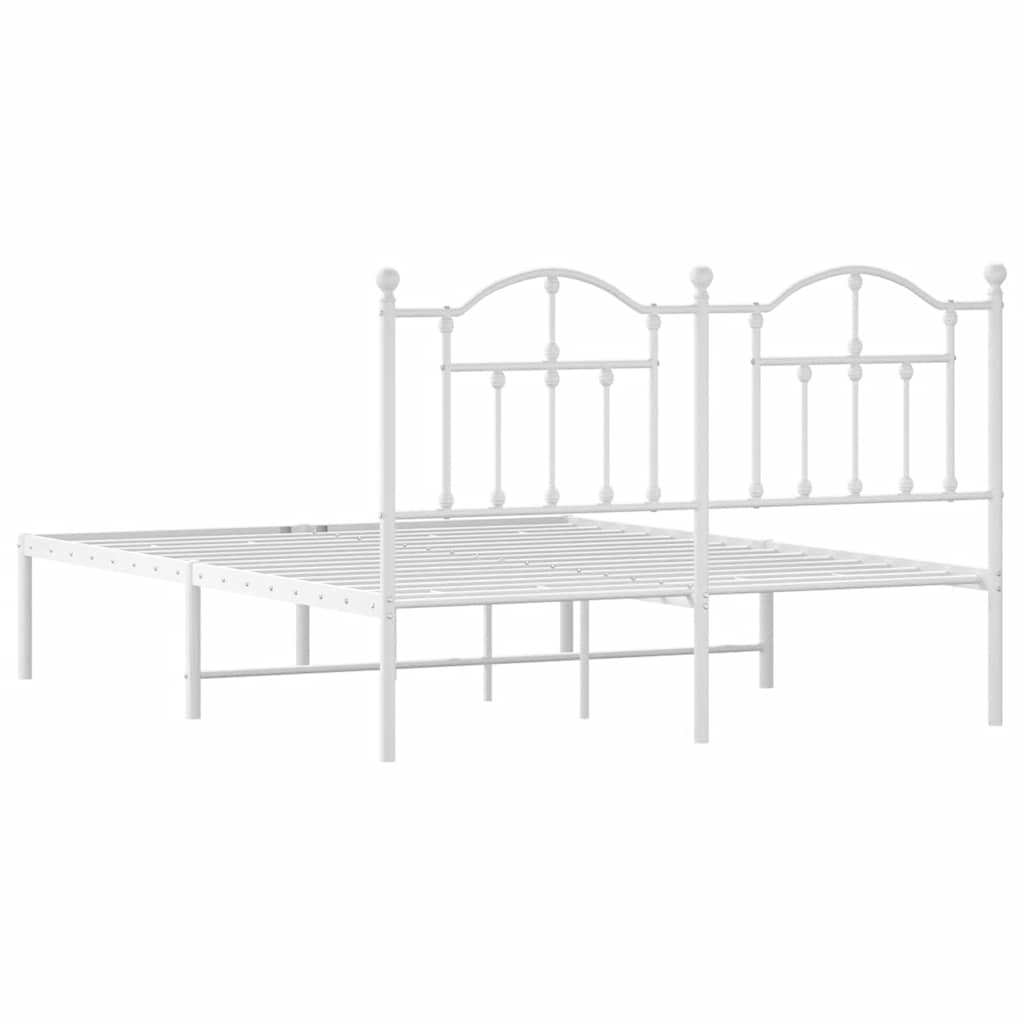 Metalni okvir za krevet s uzglavljem bijeli 135x190 cm