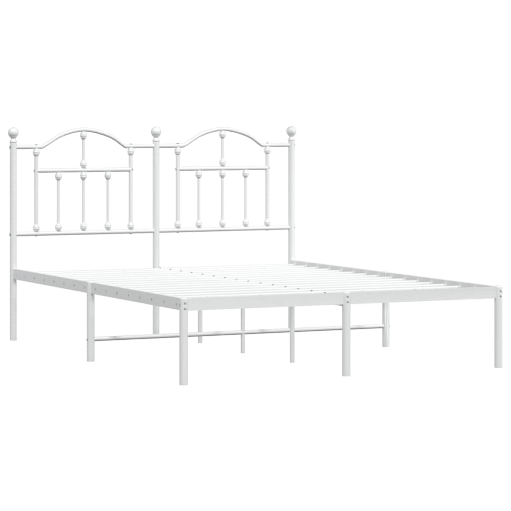 Metalni okvir za krevet s uzglavljem bijeli 140 x 190 cm