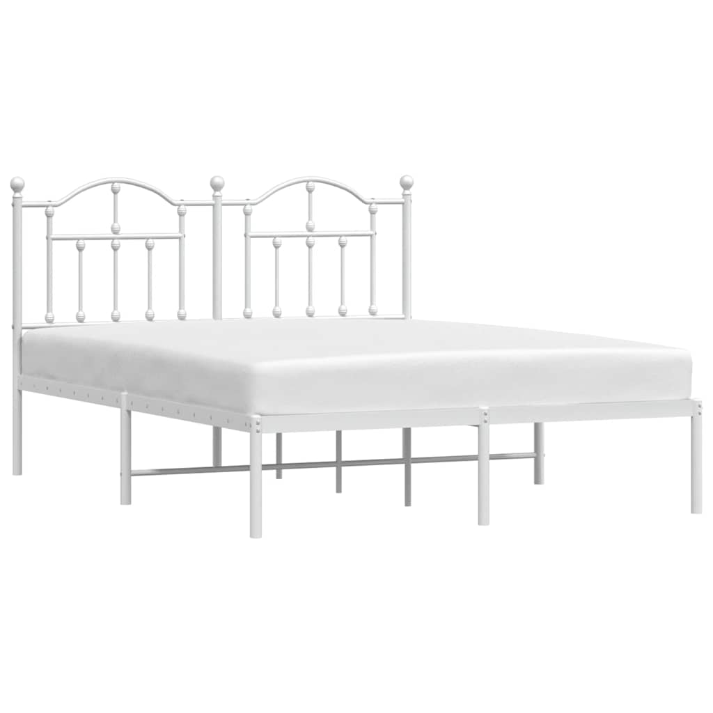Metalni okvir za krevet s uzglavljem bijeli 140 x 190 cm