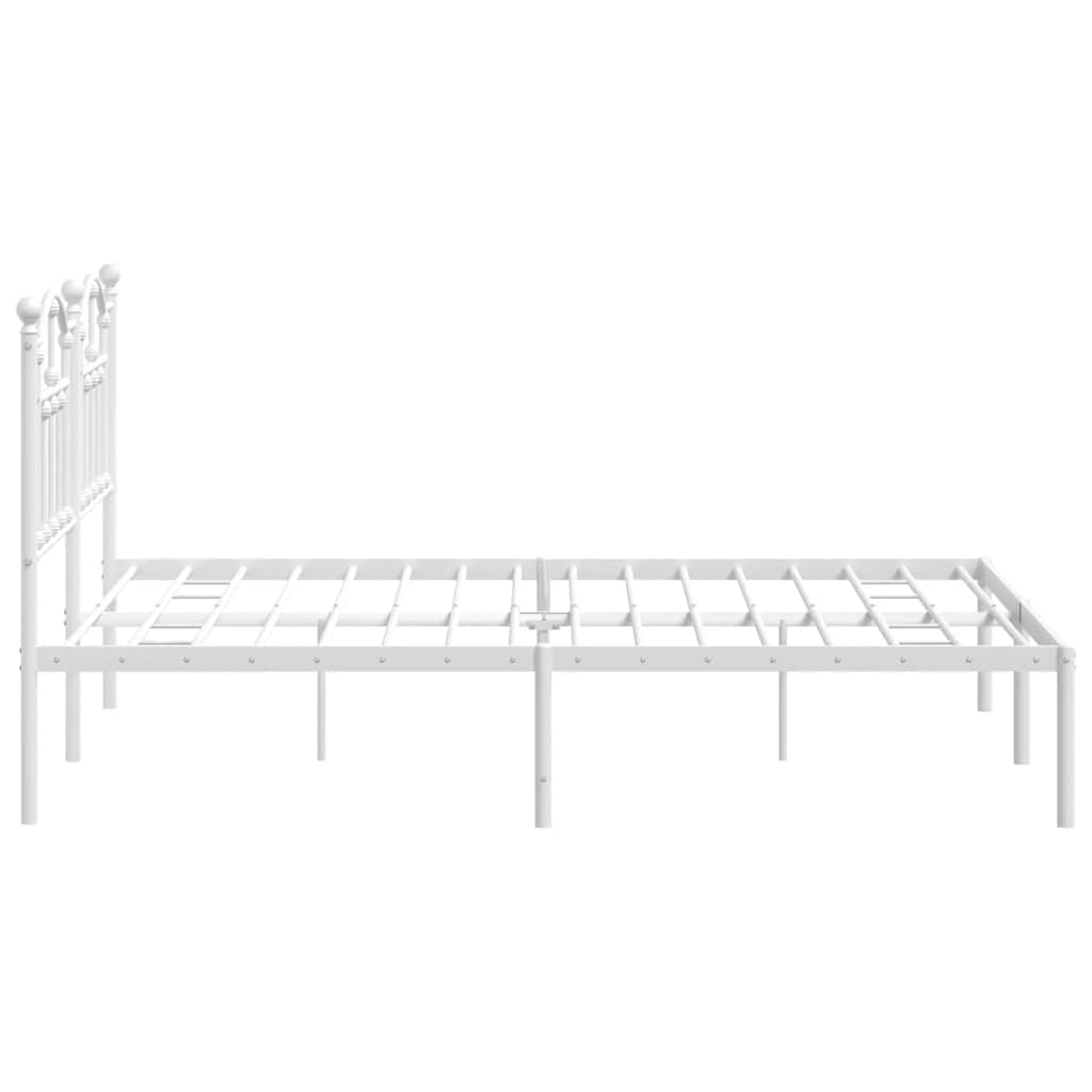 Metalni okvir za krevet s uzglavljem bijeli 140 x 190 cm