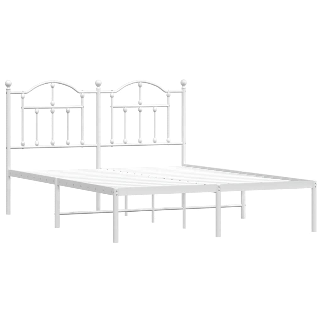 Metalni okvir za krevet s uzglavljem bijeli 140 x 200 cm