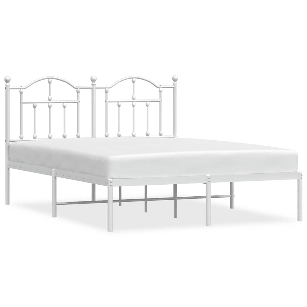 Metalni okvir za krevet s uzglavljem bijeli 150x200 cm