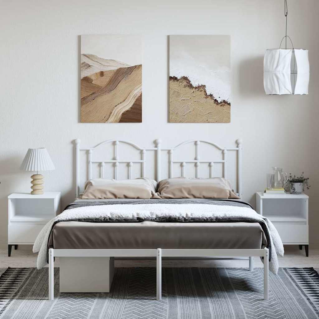 Metalni okvir za krevet s uzglavljem bijeli 150x200 cm