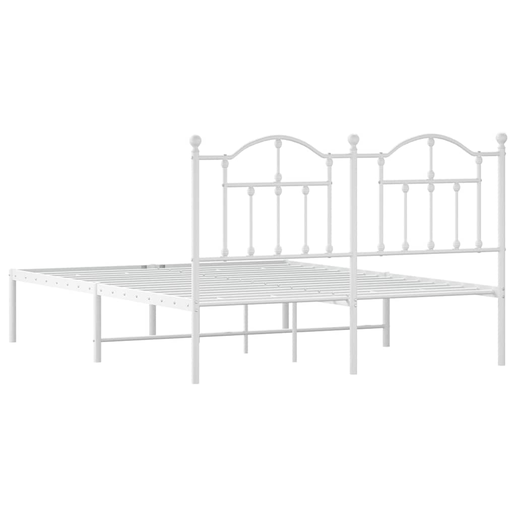 Metalni okvir za krevet s uzglavljem bijeli 150x200 cm