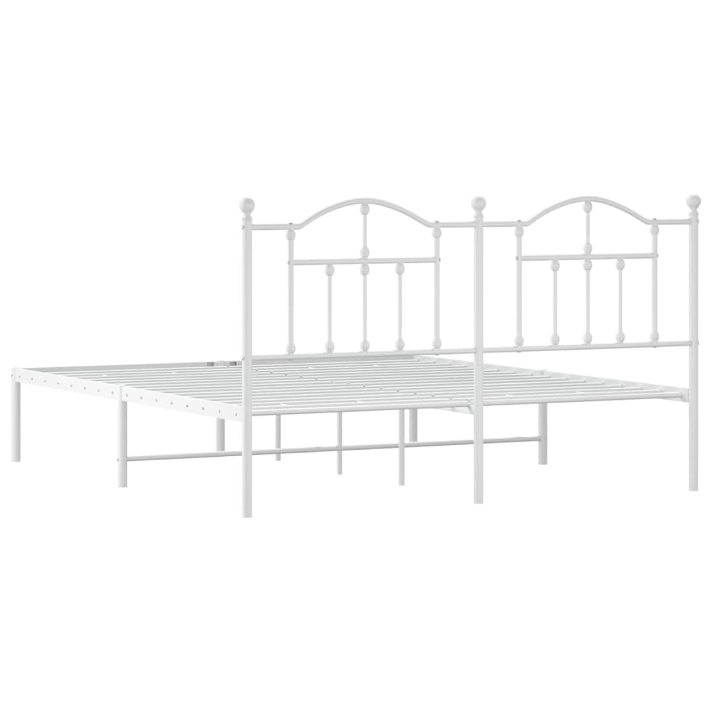 Metalni okvir za krevet s uzglavljem bijeli 180x200 cm