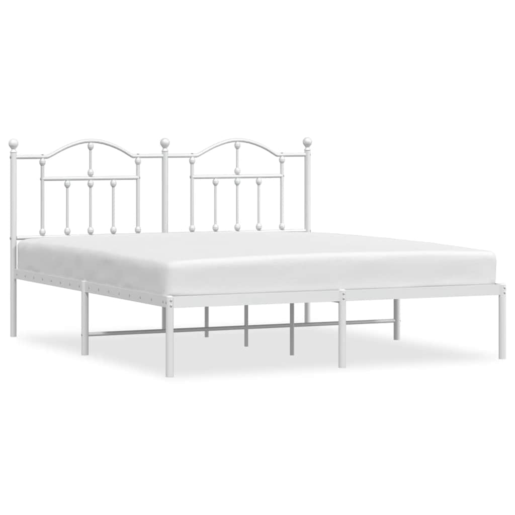 Metalni okvir za krevet s uzglavljem bijeli 183x213 cm