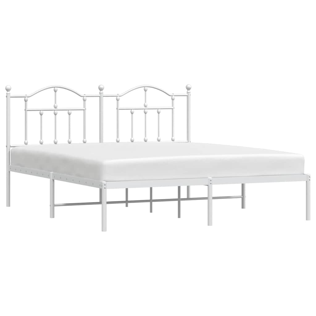 Metalni okvir za krevet s uzglavljem bijeli 183x213 cm