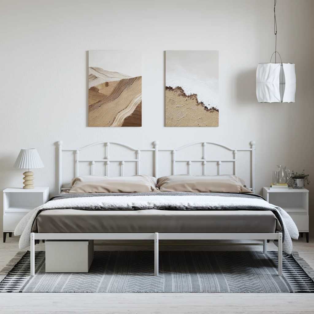 Metalni okvir za krevet s uzglavljem bijeli 193x203 cm