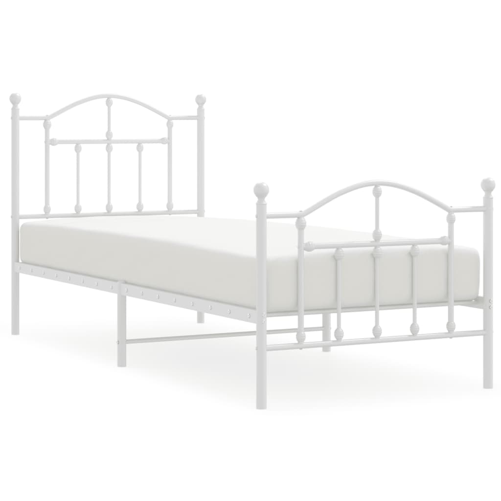 Metalni okvir kreveta uzglavlje i podnožje bijeli 80x200 cm