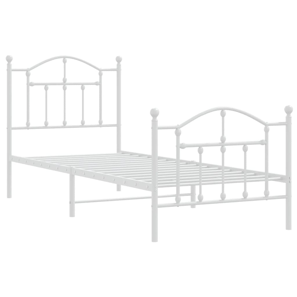 Metalni okvir kreveta uzglavlje i podnožje bijeli 80x200 cm