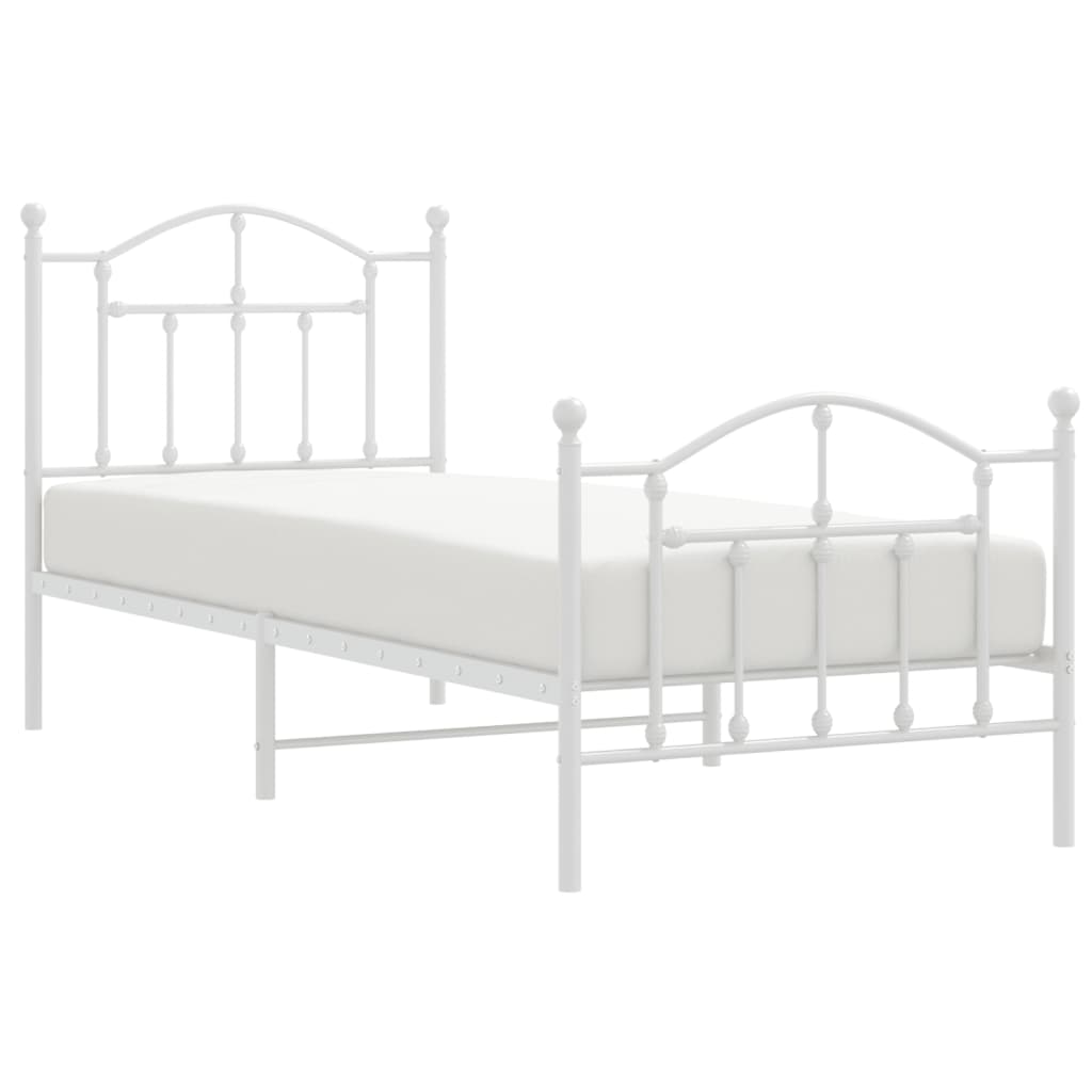 Metalni okvir kreveta uzglavlje i podnožje bijeli 80x200 cm