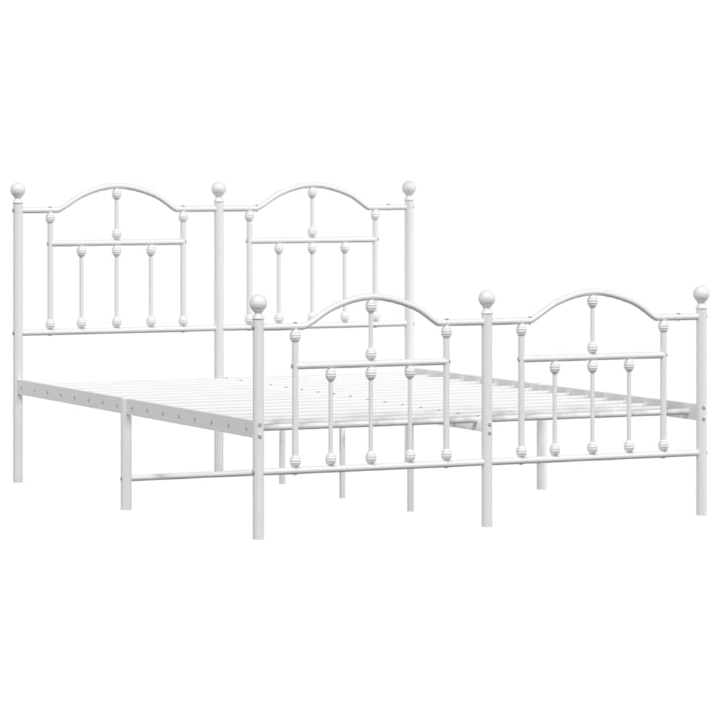 Metalni okvir kreveta uzglavlje i podnožje bijeli 140 x 190 cm