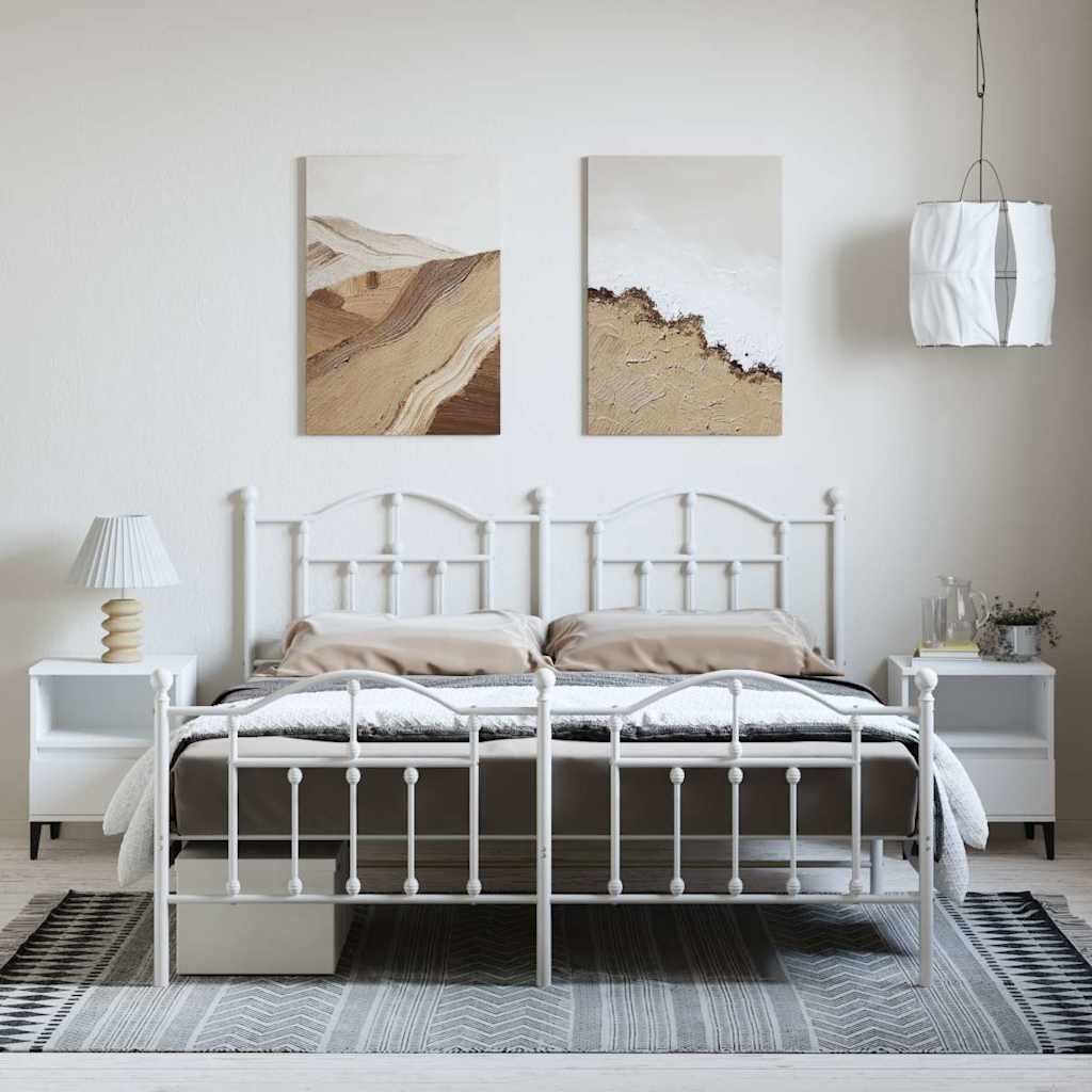 Metalni okvir kreveta uzglavlje i podnožje bijeli 183x213 cm