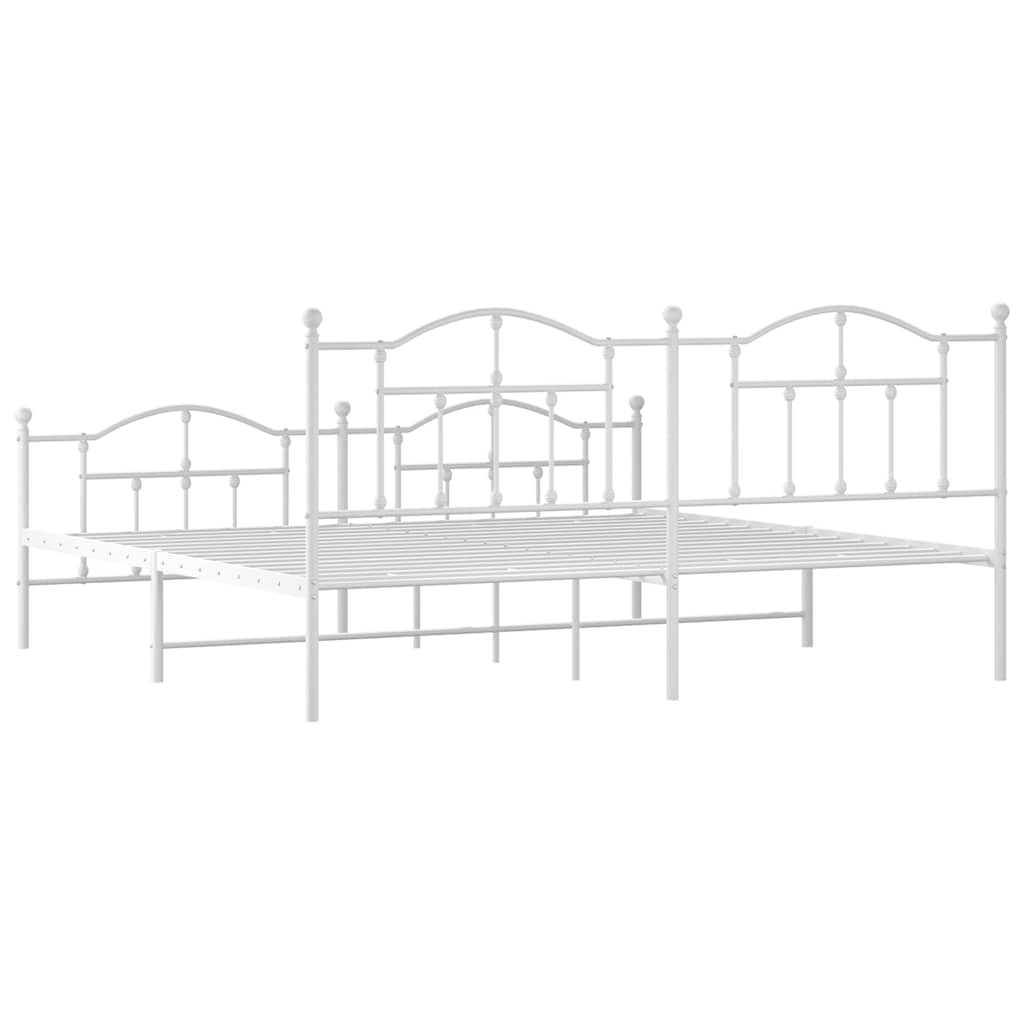 Metalni okvir kreveta uzglavlje i podnožje bijeli 200x200 cm
