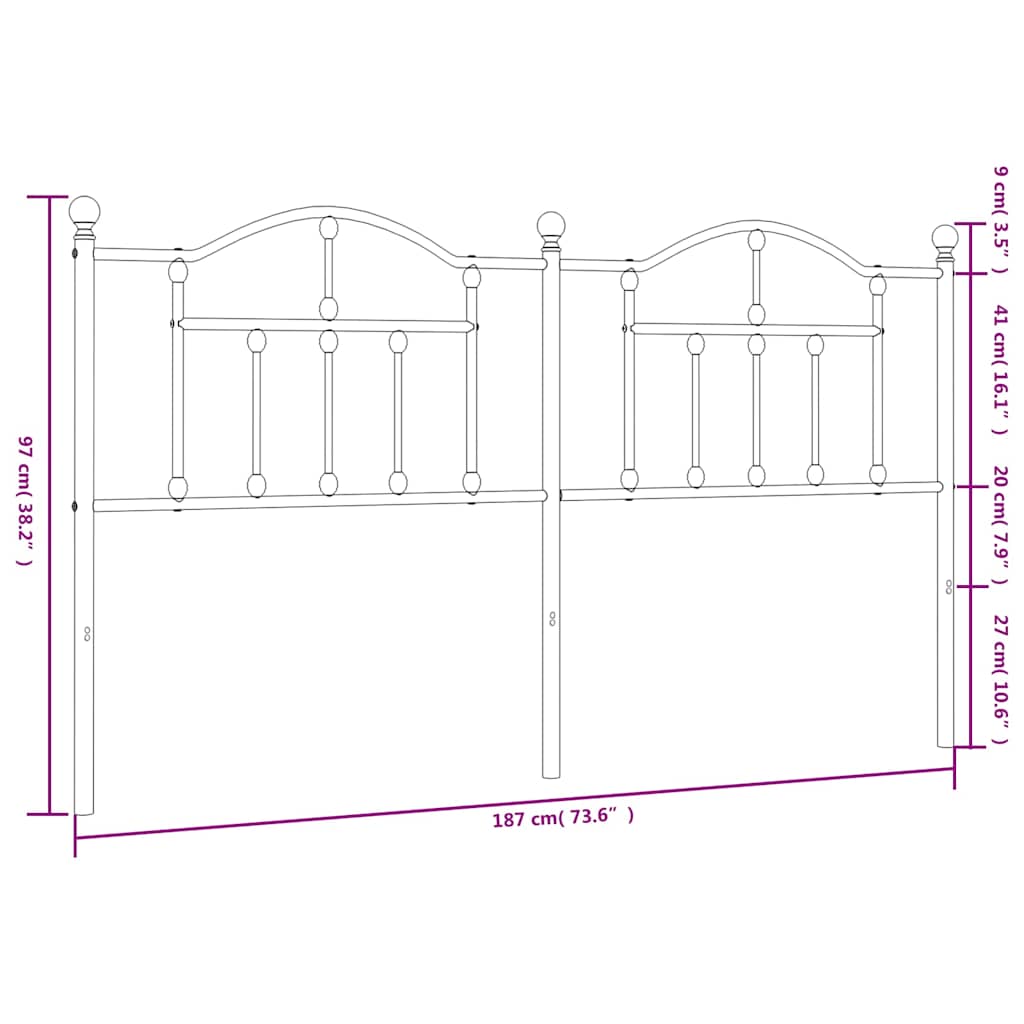 Metalno zamjensko uzglavlje bijelo 180 cm