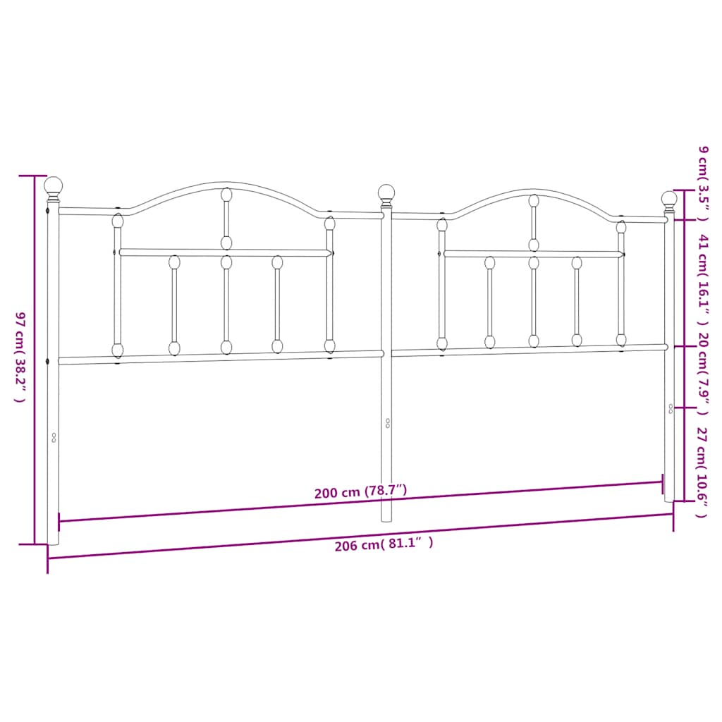 Metalno zamjensko uzglavlje bijelo 200 cm