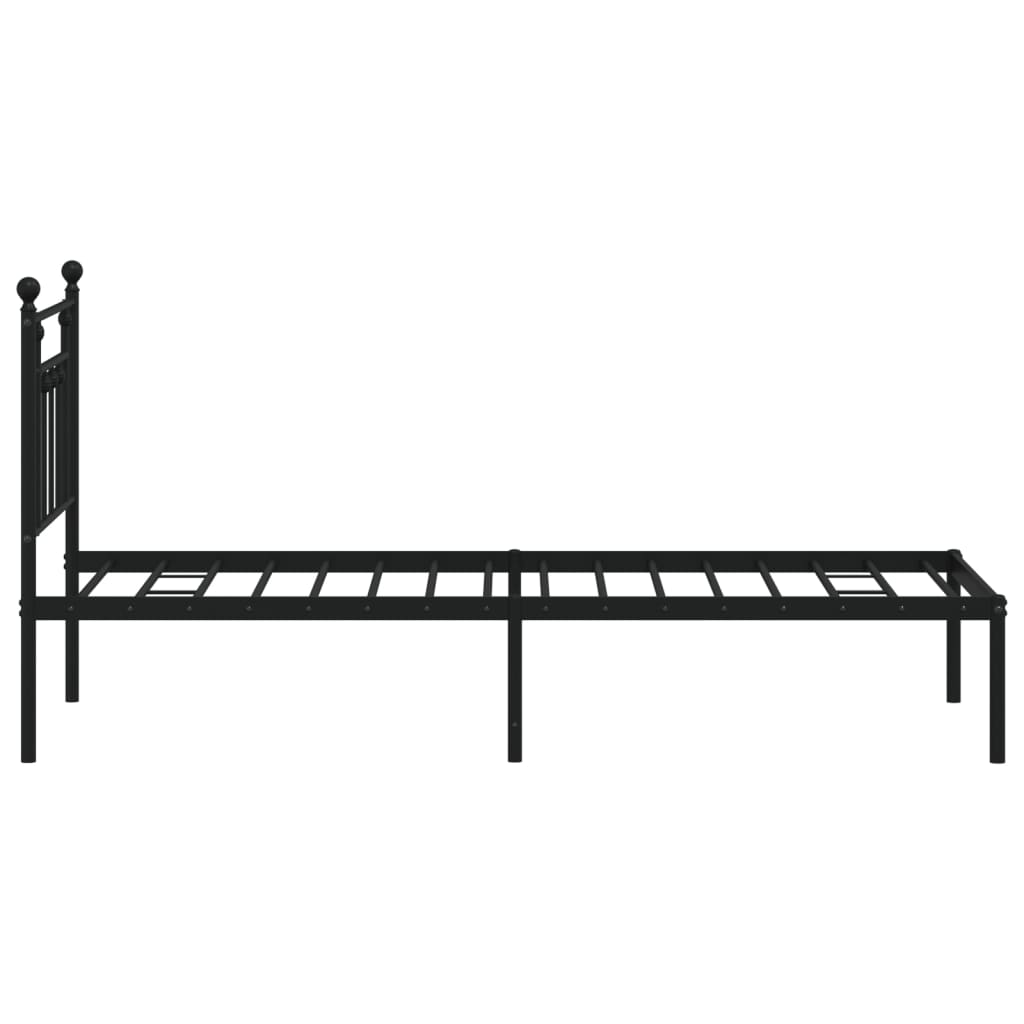 Metalni okvir za krevet s uzglavljem crni 75x190 cm