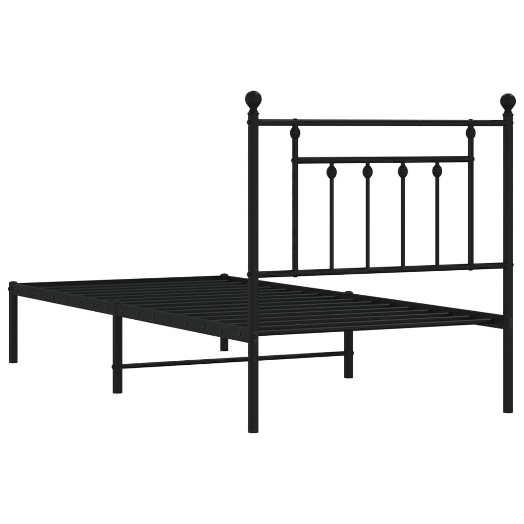Metalni okvir za krevet s uzglavljem crni 80x200 cm