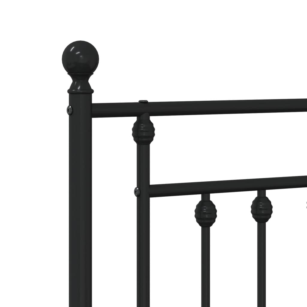 Metalni okvir za krevet s uzglavljem crni 90x190 cm