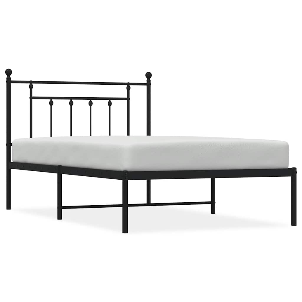 Metalni okvir za krevet s uzglavljem crni 100x200 cm